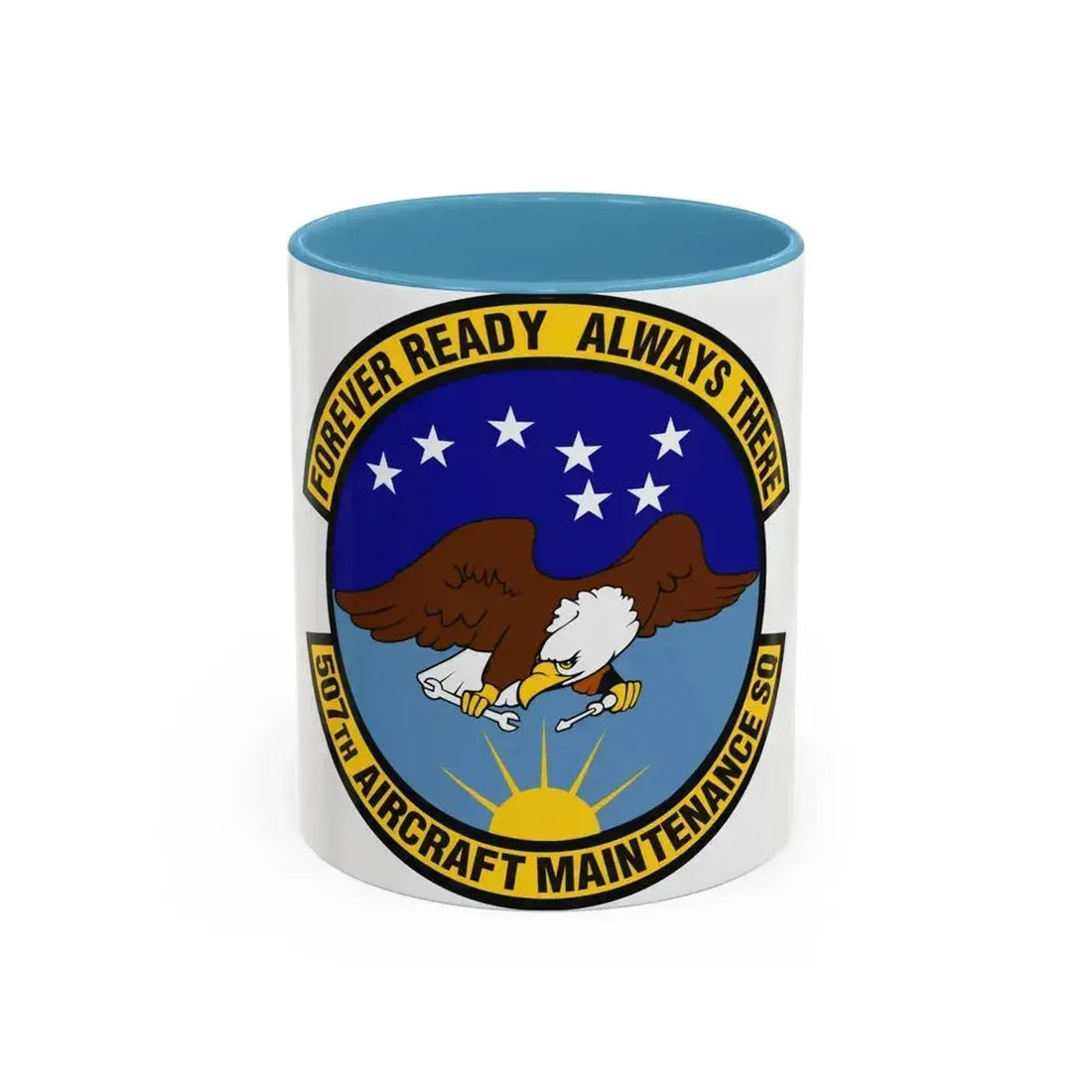 507th Aircraft Maintenance Squadron (U.S. Air Force) Accent Coffee Mug 11oz Light Blue - Go Mug Yourself