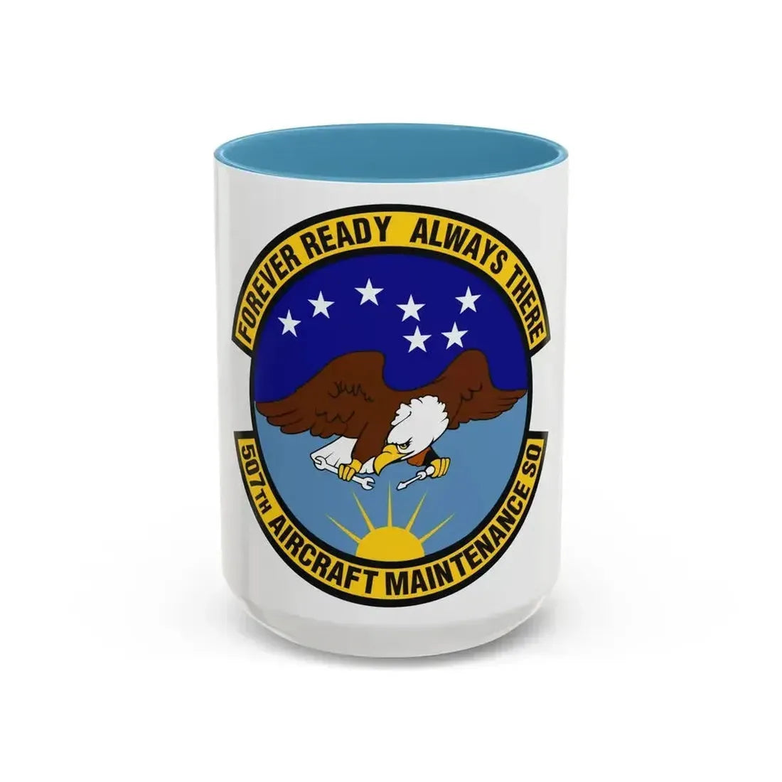 507th Aircraft Maintenance Squadron (U.S. Air Force) Accent Coffee Mug 15oz Light Blue - Go Mug Yourself