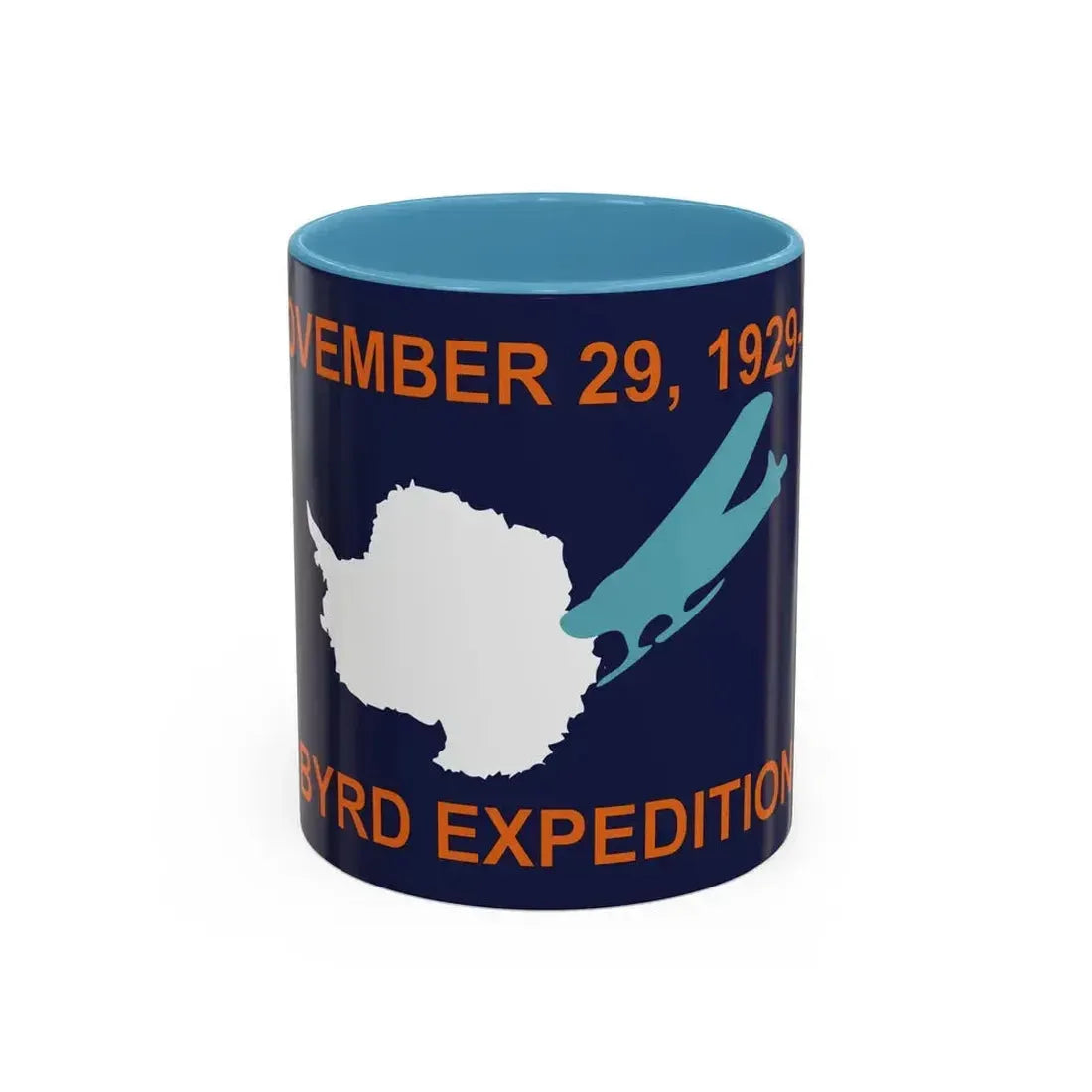 50th Anniversary Commemorative Flag of Byrd's First Antarctic Expedition - Accent Coffee Mug 11oz Light Blue - Go Mug Yourself