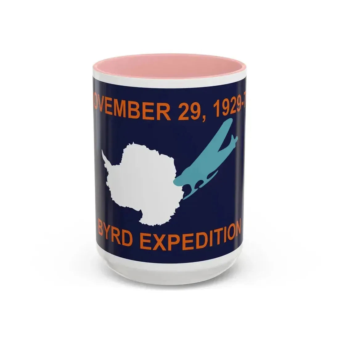 50th Anniversary Commemorative Flag of Byrd's First Antarctic Expedition - Accent Coffee Mug 15oz Pink - Go Mug Yourself