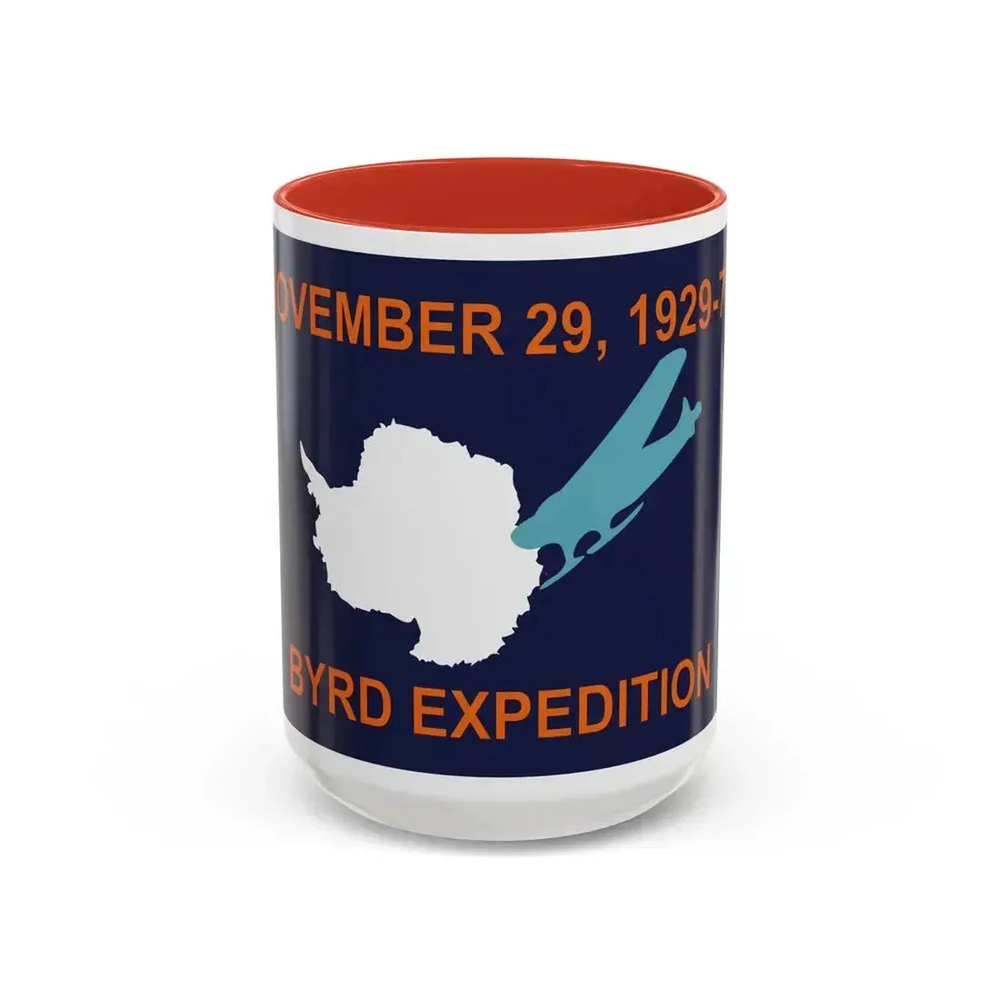 50th Anniversary Commemorative Flag of Byrd's First Antarctic Expedition - Accent Coffee Mug 15oz Red - Go Mug Yourself