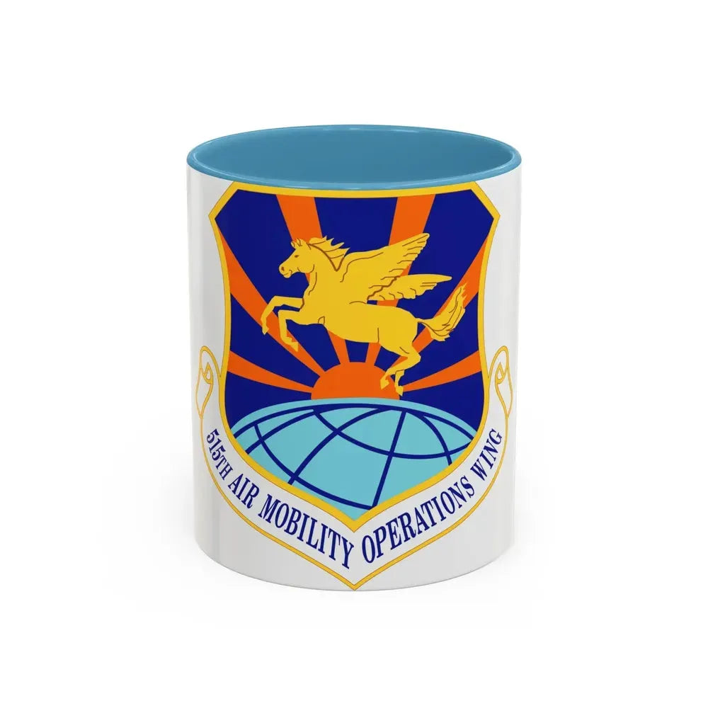 515 Air Mobility Operations Wing AMC (U.S. Air Force) Accent Coffee Mug 11oz Light Blue - Go Mug Yourself
