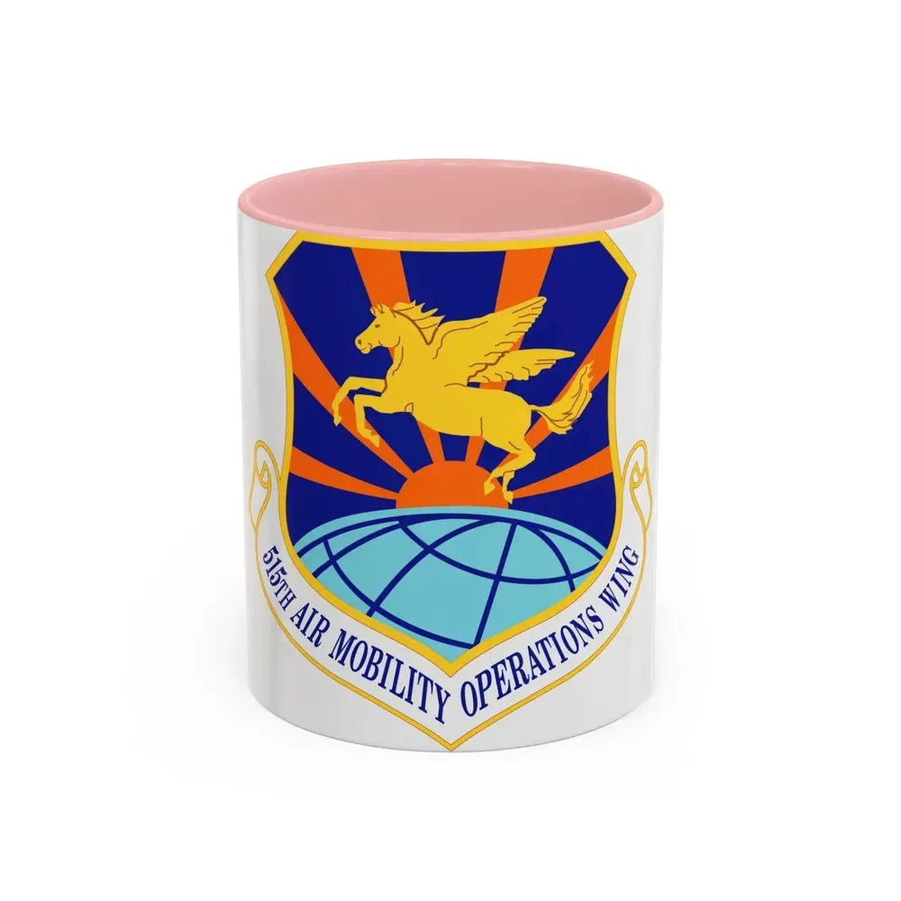 515 Air Mobility Operations Wing AMC (U.S. Air Force) Accent Coffee Mug 11oz Pink - Go Mug Yourself