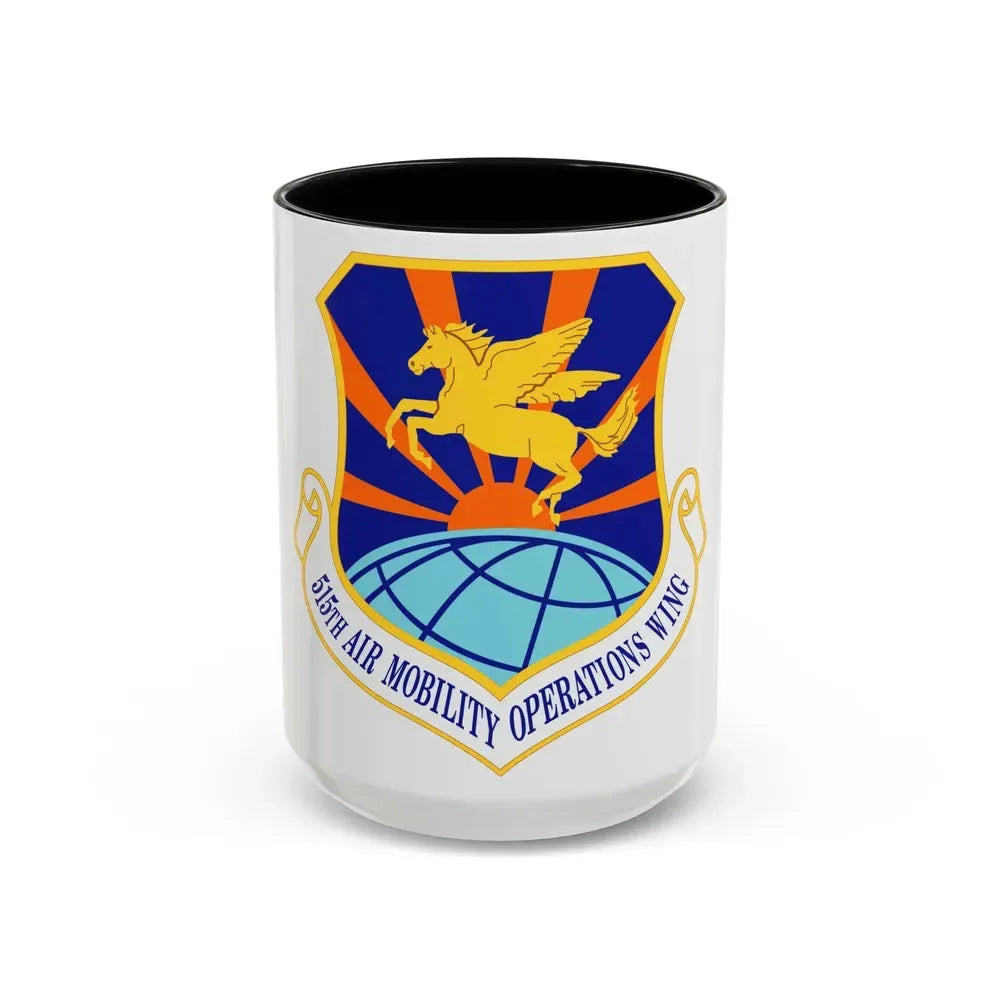 515 Air Mobility Operations Wing AMC (U.S. Air Force) Accent Coffee Mug 15oz Black - Go Mug Yourself