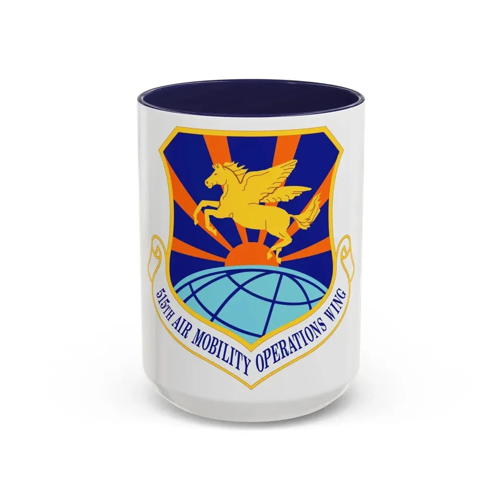 515 Air Mobility Operations Wing AMC (U.S. Air Force) Accent Coffee Mug 15oz Navy - Go Mug Yourself