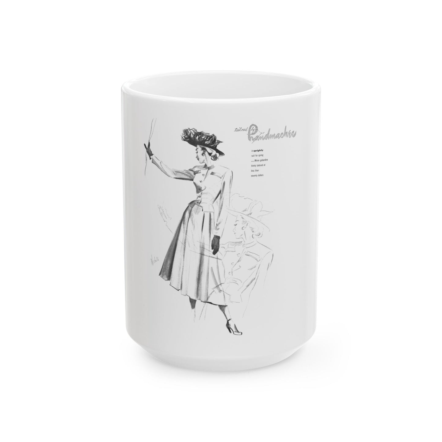 Handmachers fashion illustration (2), 1948 - White Coffee Mug