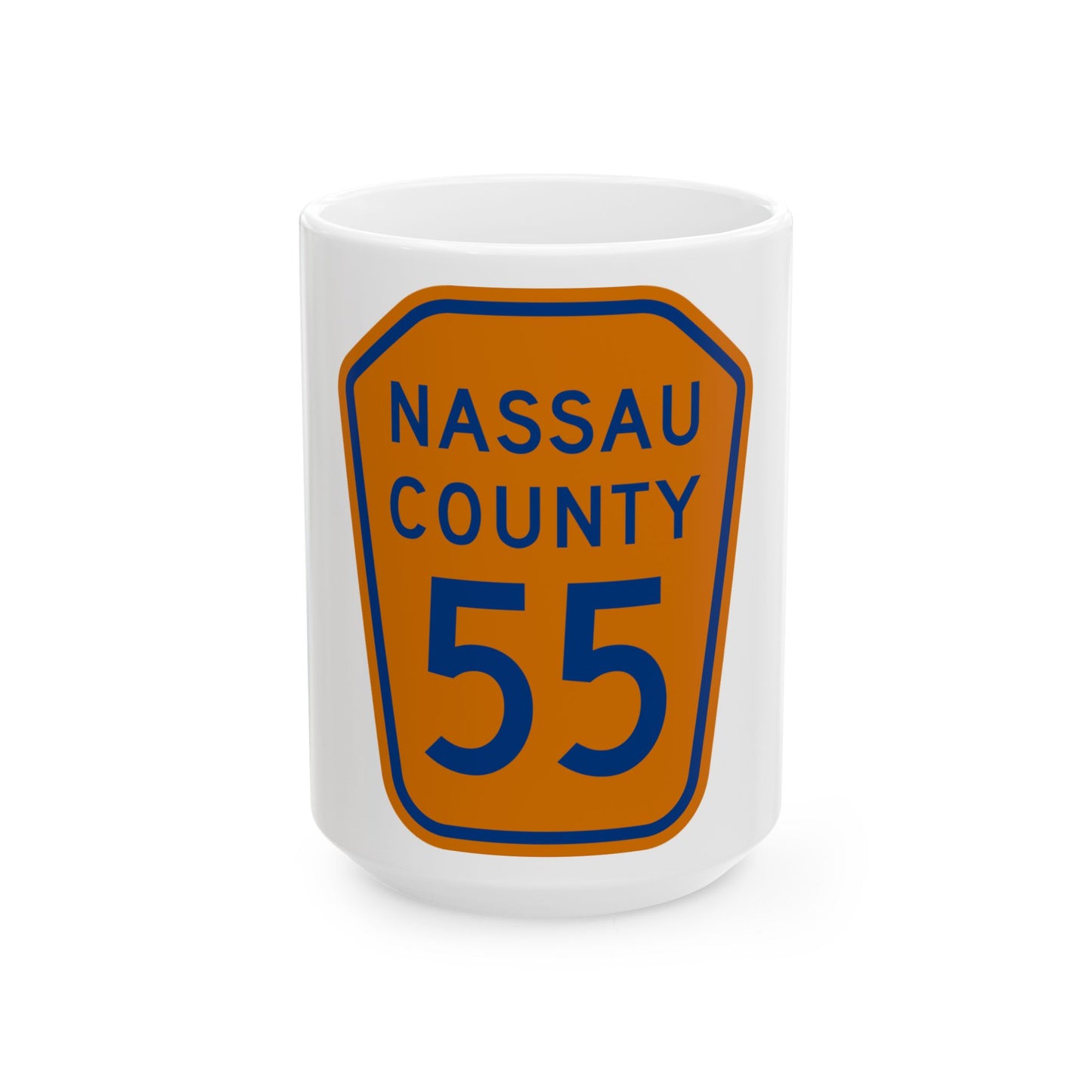 Nassau County 55 NY (New York) (Road Sign) White Coffee Mug