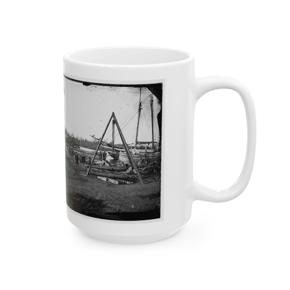 Broadway Landing, Va. Tripod Artillery Swing By The Appomattox (U.S. Civil War) White Coffee Mug