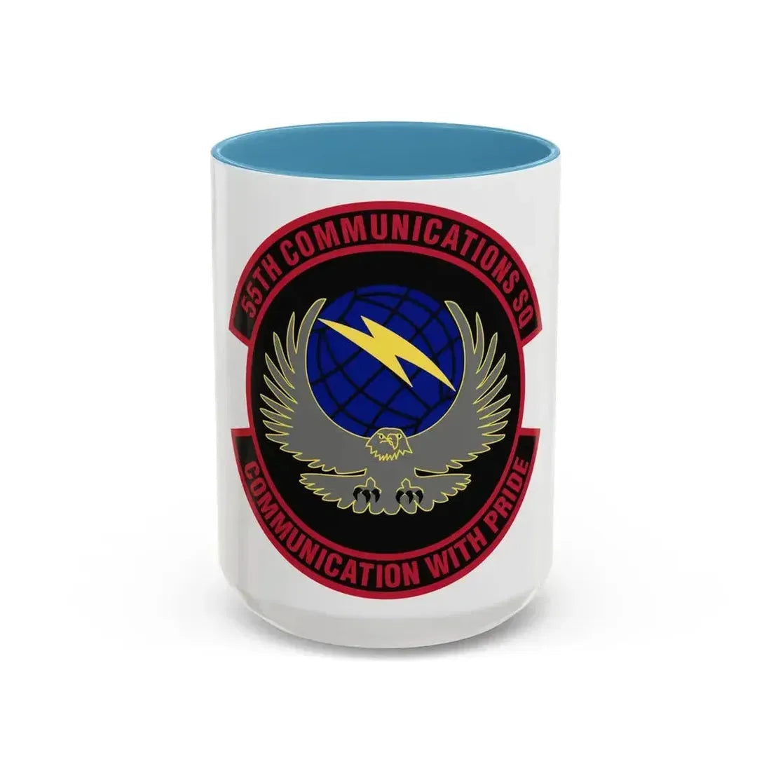 55th Communications Squadron (U.S. Air Force) Accent Coffee Mug 15oz Light Blue - Go Mug Yourself