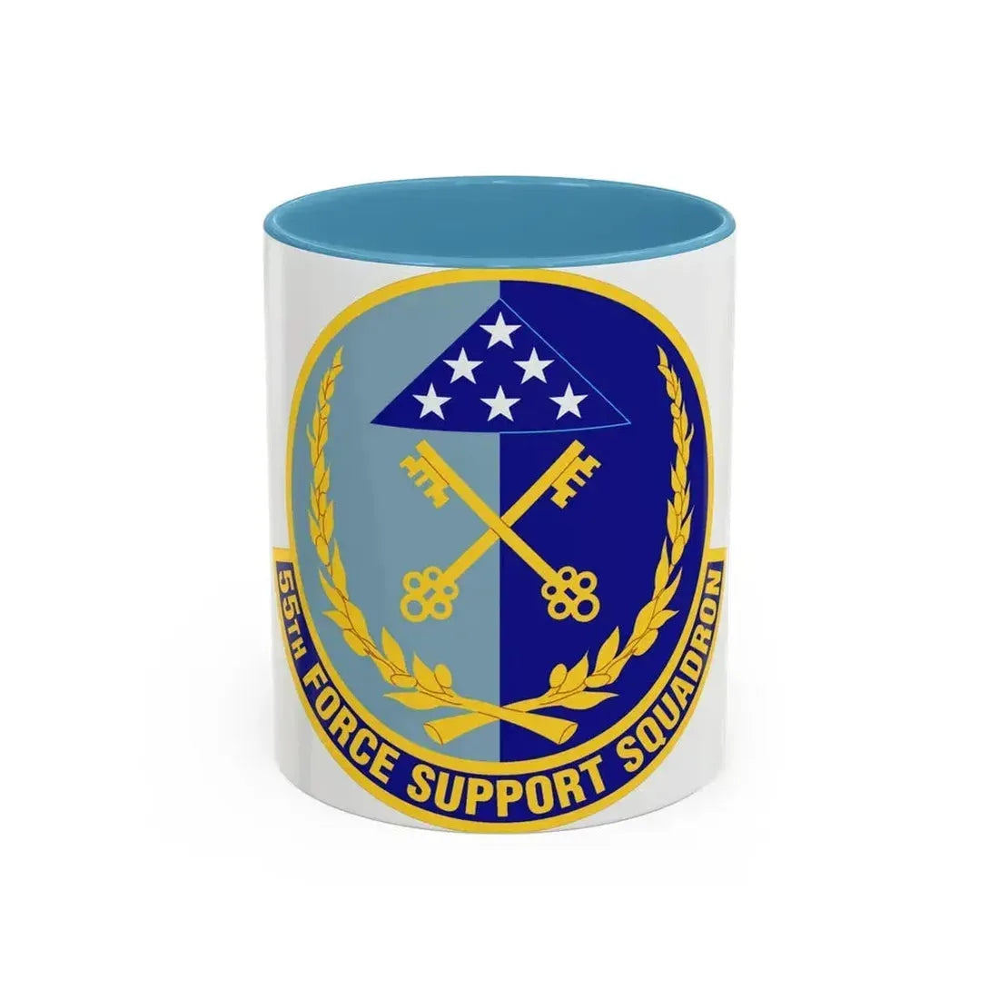 55th Force Support Squadron (U.S. Air Force) Accent Coffee Mug 11oz Light Blue - Go Mug Yourself