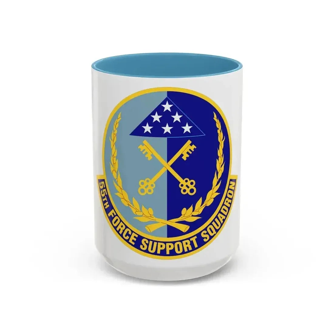 55th Force Support Squadron (U.S. Air Force) Accent Coffee Mug 15oz Light Blue - Go Mug Yourself