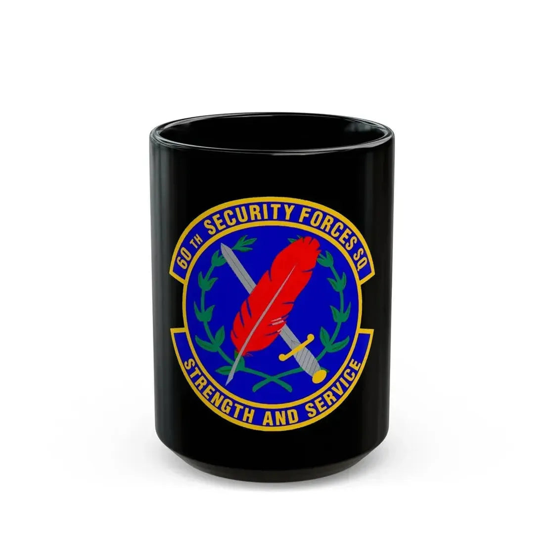 60 Security Forces Squadron AMC (U.S. Air Force) Black Coffee Mug 15oz - Go Mug Yourself