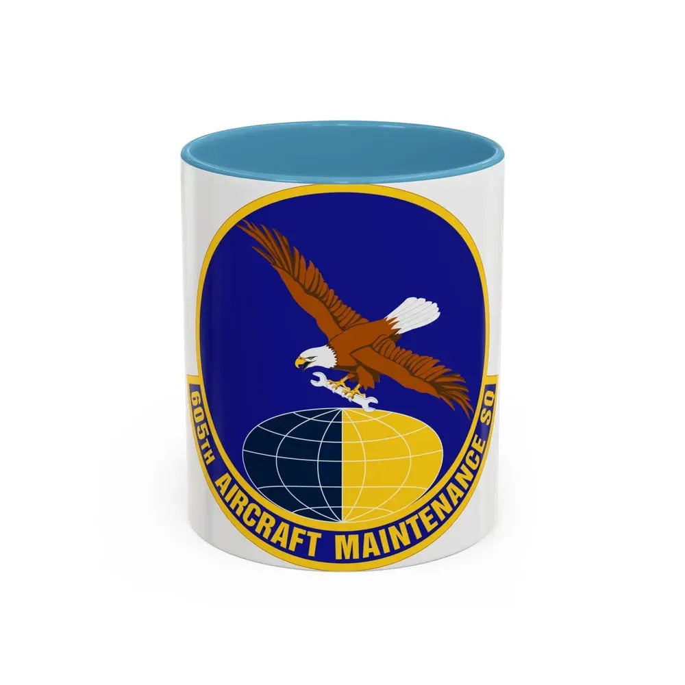 605 Aircraft Maintenance Squadron AMC (U.S. Air Force) Accent Coffee Mug 11oz Light Blue - Go Mug Yourself