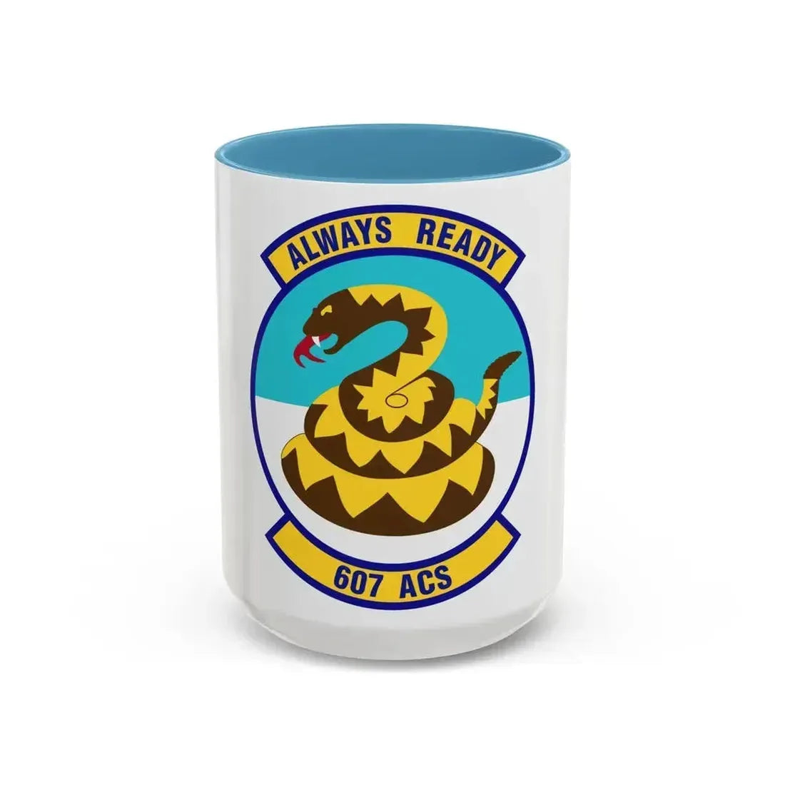 607th Air Control Squadron (U.S. Air Force) Accent Coffee Mug 15oz Light Blue - Go Mug Yourself