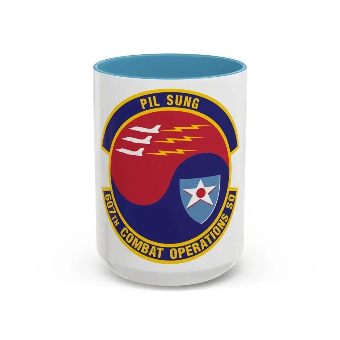 607th Combat Operations Squadron (U.S. Air Force) Accent Coffee Mug 15oz Light Blue - Go Mug Yourself