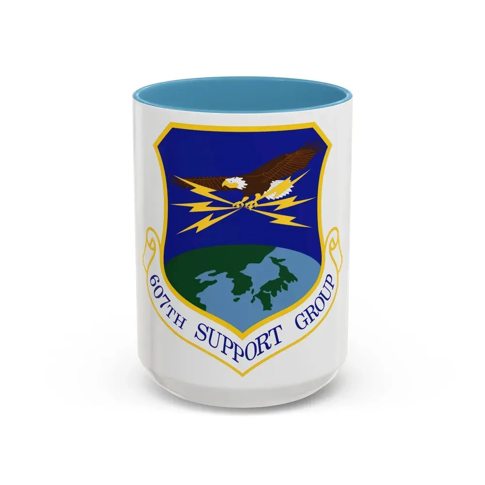 607th Support Group (U.S. Air Force) Accent Coffee Mug 15oz Light Blue - Go Mug Yourself