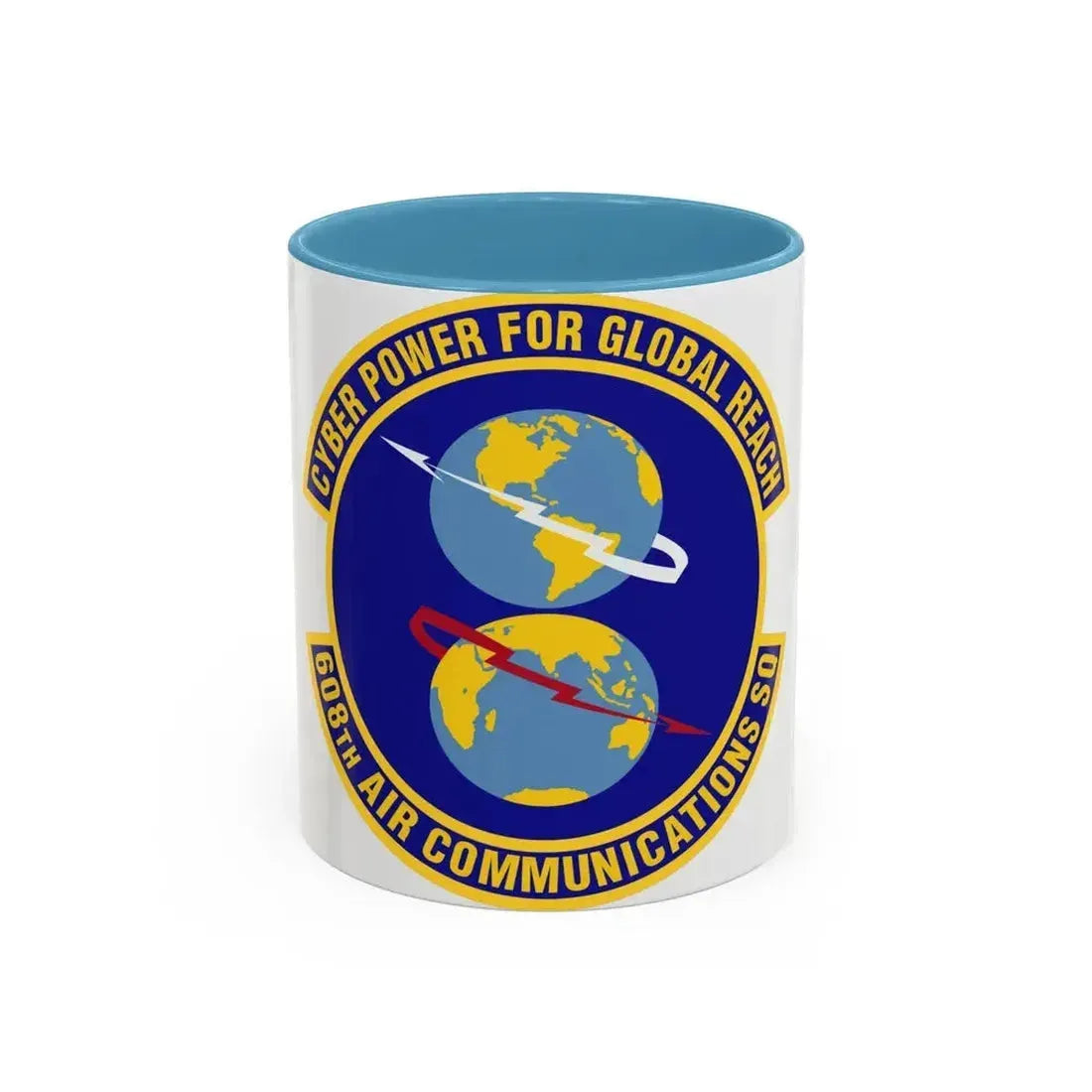 608th Air Communications Squadron (U.S. Air Force) Accent Coffee Mug 11oz Light Blue - Go Mug Yourself