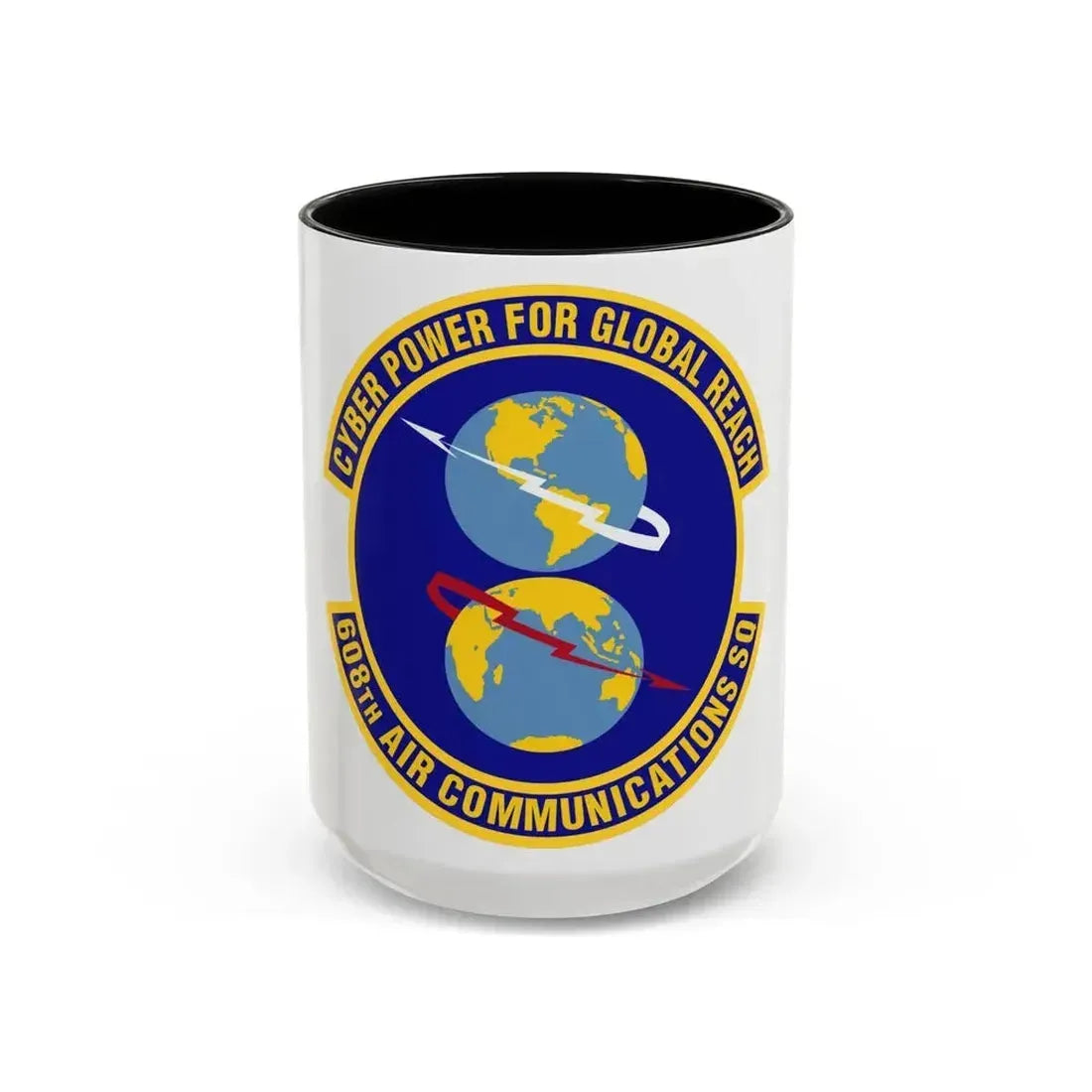 608th Air Communications Squadron (U.S. Air Force) Accent Coffee Mug 15oz Black - Go Mug Yourself