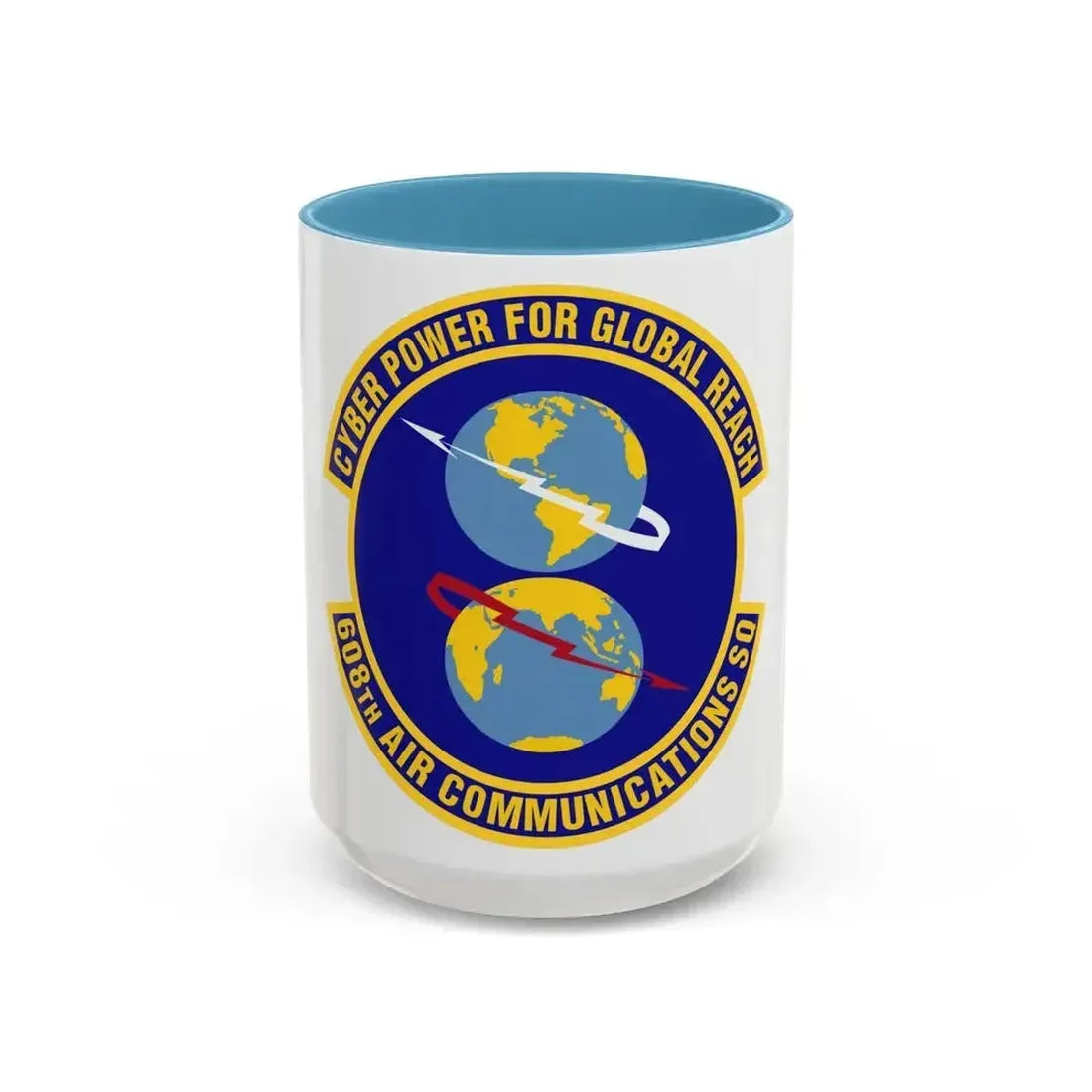 608th Air Communications Squadron (U.S. Air Force) Accent Coffee Mug 15oz Light Blue - Go Mug Yourself