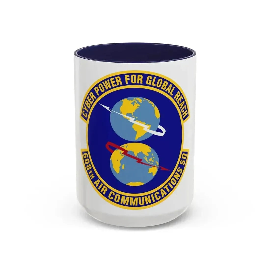 608th Air Communications Squadron (U.S. Air Force) Accent Coffee Mug 15oz Navy - Go Mug Yourself