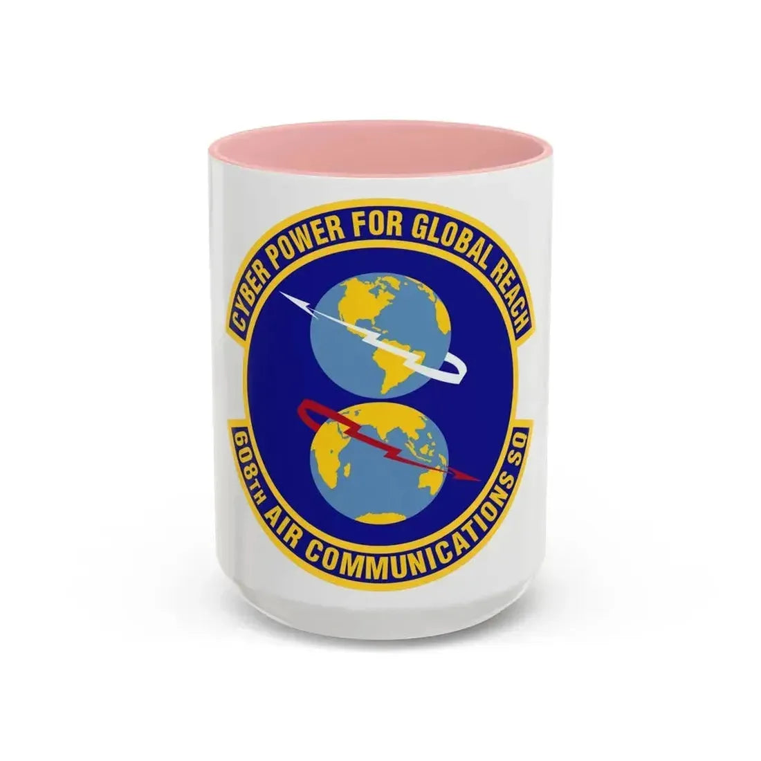 608th Air Communications Squadron (U.S. Air Force) Accent Coffee Mug 15oz Pink - Go Mug Yourself