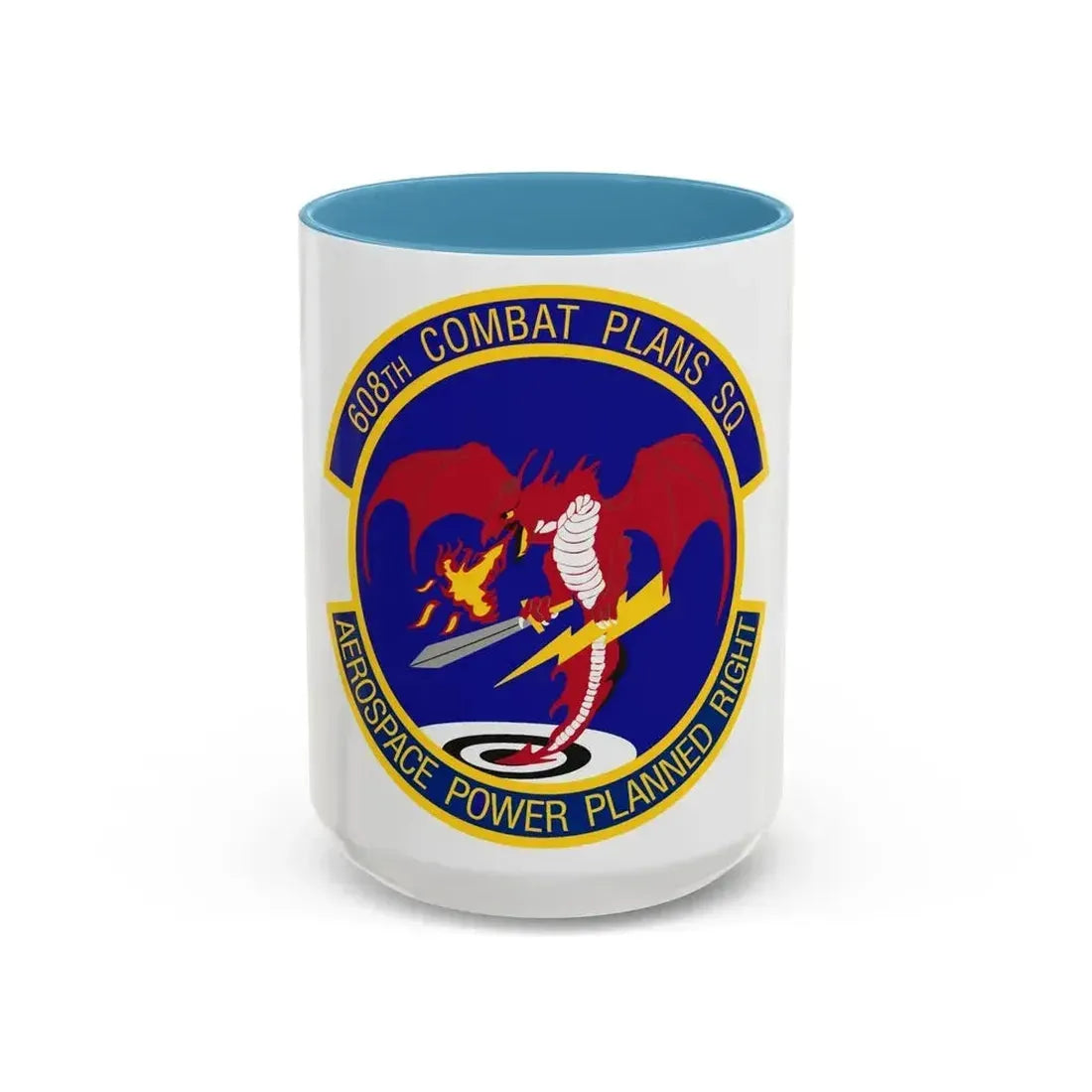 608th Combat Plans Squadron (U.S. Air Force) Accent Coffee Mug 15oz Light Blue - Go Mug Yourself