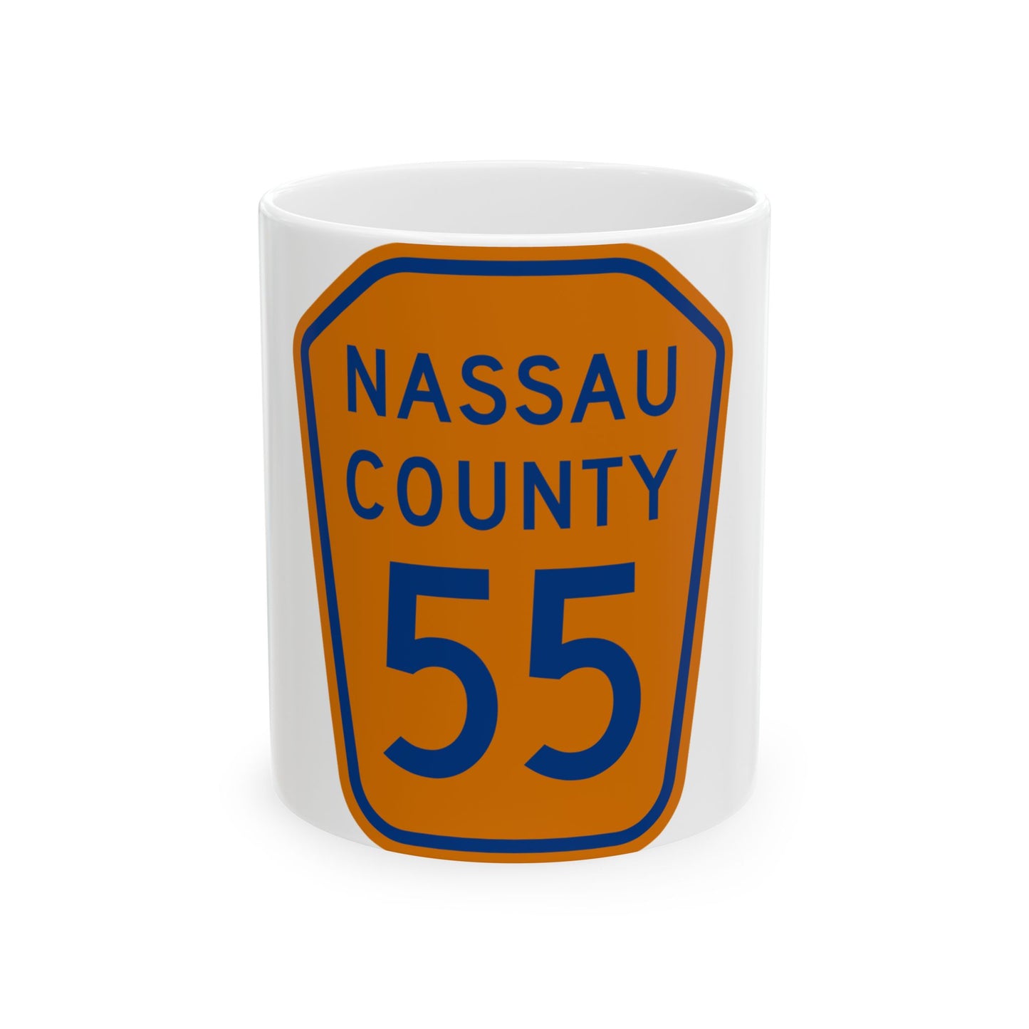 Nassau County 55 NY (New York) (Road Sign) White Coffee Mug