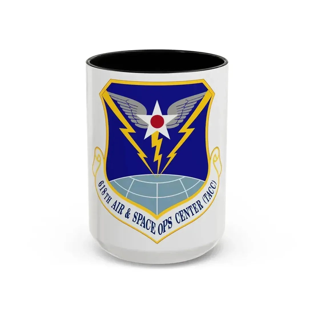 618 Air Operations Center AMC (U.S. Air Force) Accent Coffee Mug 15oz Black - Go Mug Yourself