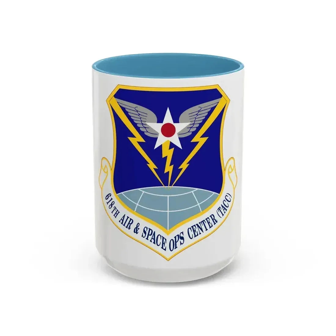 618 Air Operations Center AMC (U.S. Air Force) Accent Coffee Mug 15oz Light Blue - Go Mug Yourself