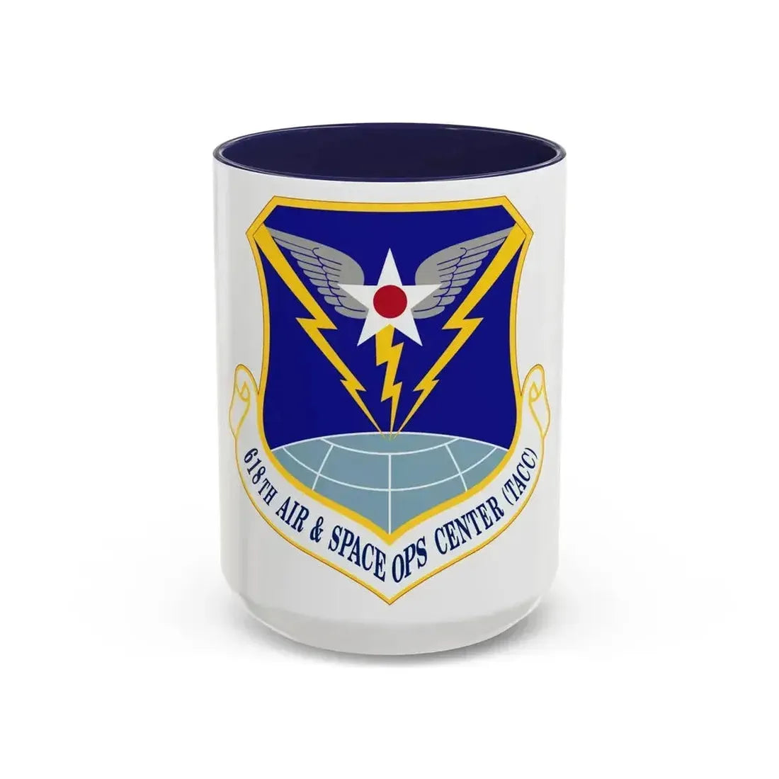 618 Air Operations Center AMC (U.S. Air Force) Accent Coffee Mug 15oz Navy - Go Mug Yourself