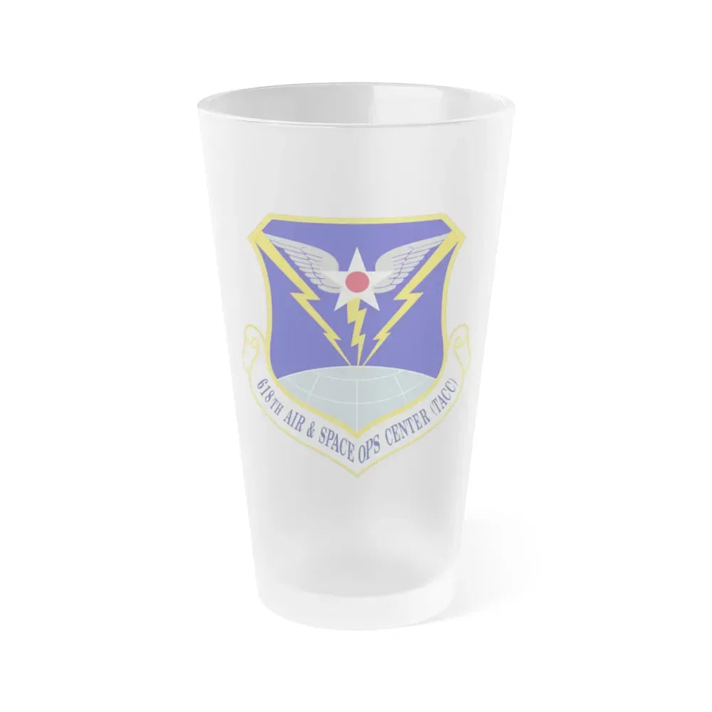 618 Air Operations Center AMC (U.S. Air Force) Frosted Pint Glass 16oz Default Title - Go Mug Yourself