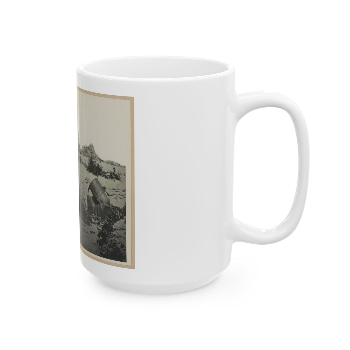 Two Trench Mortars Behind Sandbagged Barricade (U.S. Civil War) White Coffee Mug