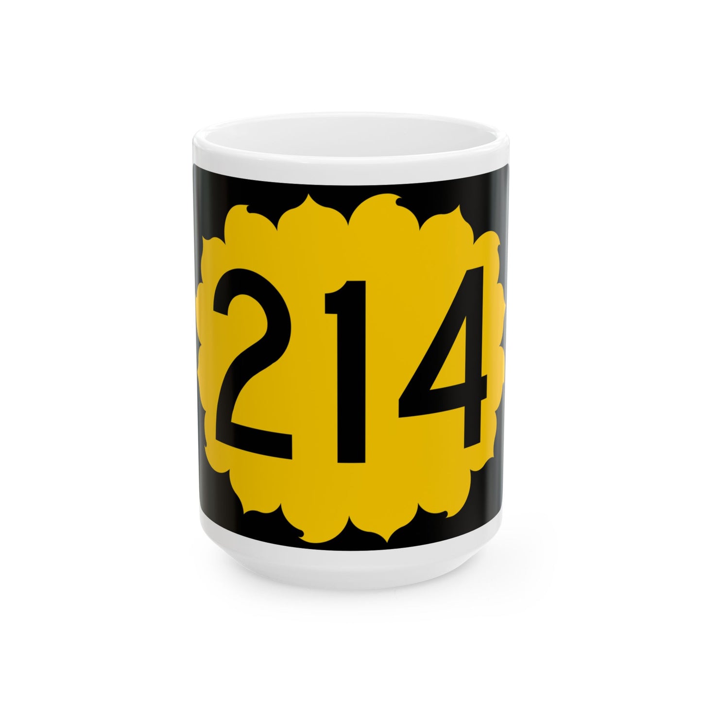 K-214 (Kansas) (Road Sign) White Coffee Mug
