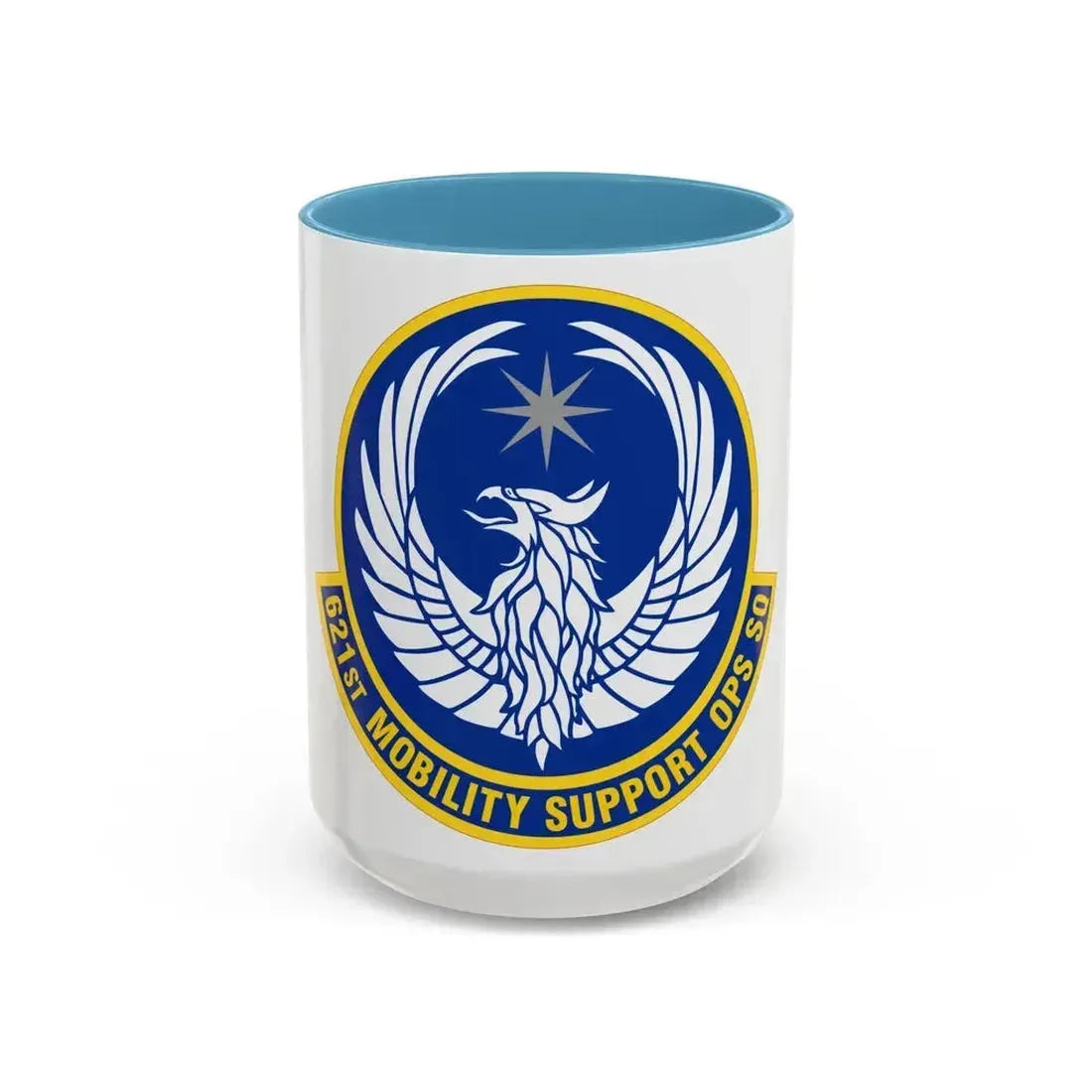 621 Mobility Support Operations Squadron AMC (U.S. Air Force) Accent Coffee Mug 15oz Light Blue - Go Mug Yourself