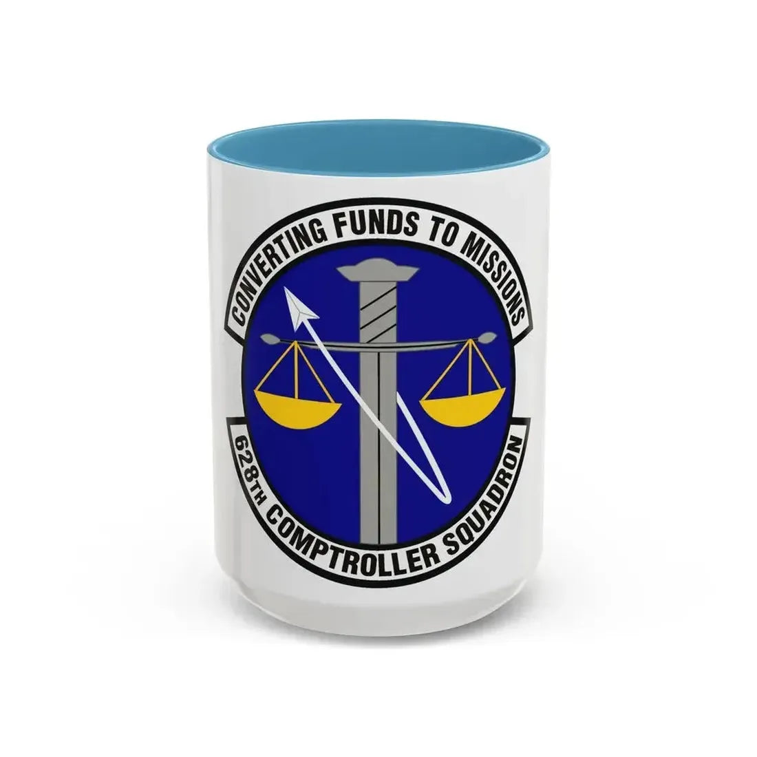 628th Comptroller Squadron (U.S. Air Force) Accent Coffee Mug 15oz Light Blue - Go Mug Yourself