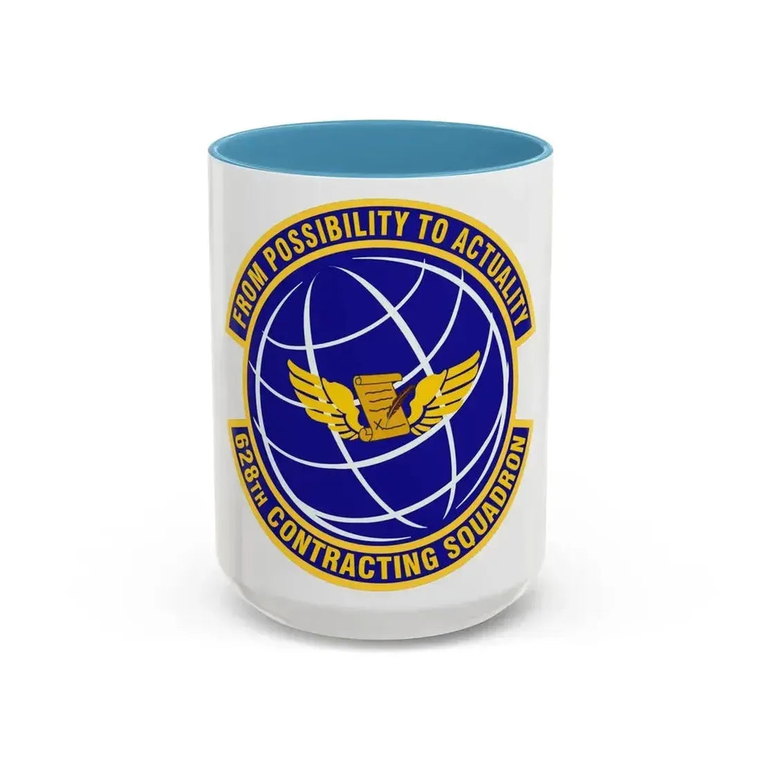 628th Contracting Squadron (U.S. Air Force) Accent Coffee Mug 15oz Light Blue - Go Mug Yourself