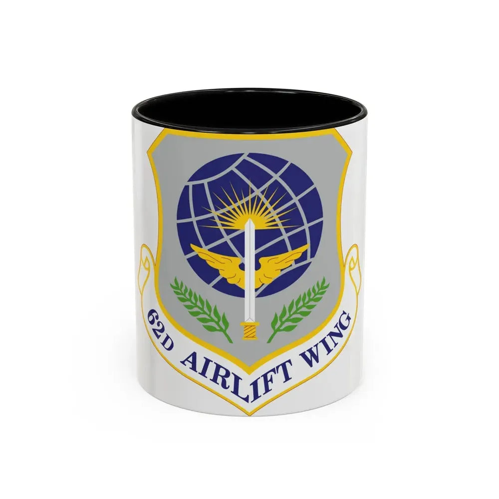 62d Airlift Wing (U.S. Air Force) Accent Coffee Mug 11oz Black - Go Mug Yourself