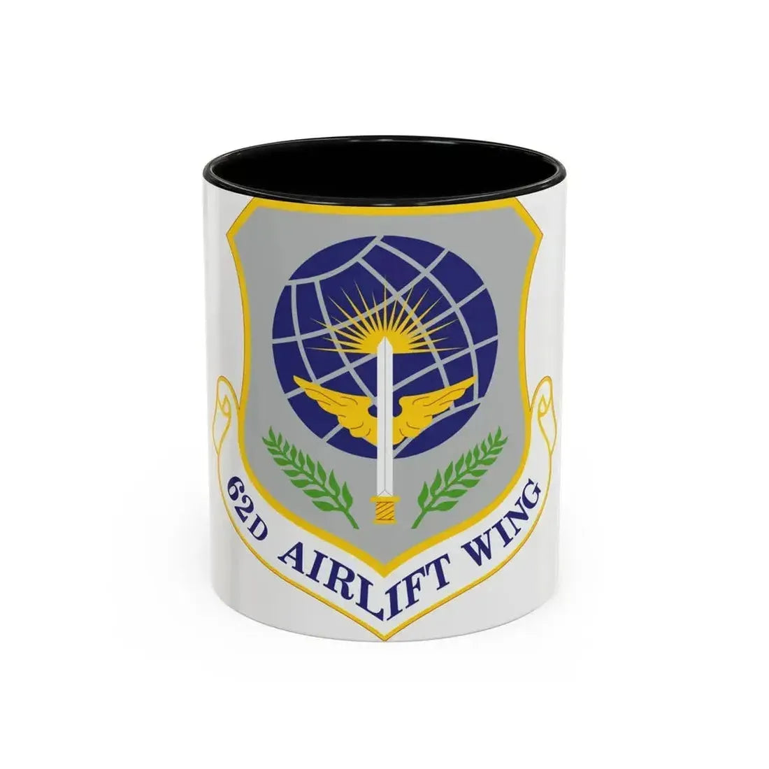 62d Airlift Wing (U.S. Air Force) Accent Coffee Mug 11oz Black - Go Mug Yourself