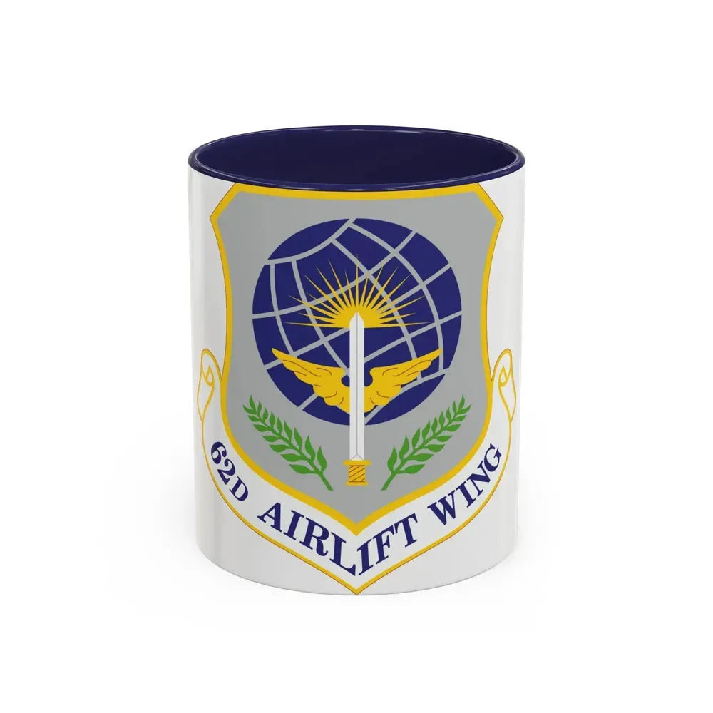 62d Airlift Wing (U.S. Air Force) Accent Coffee Mug 11oz Navy - Go Mug Yourself