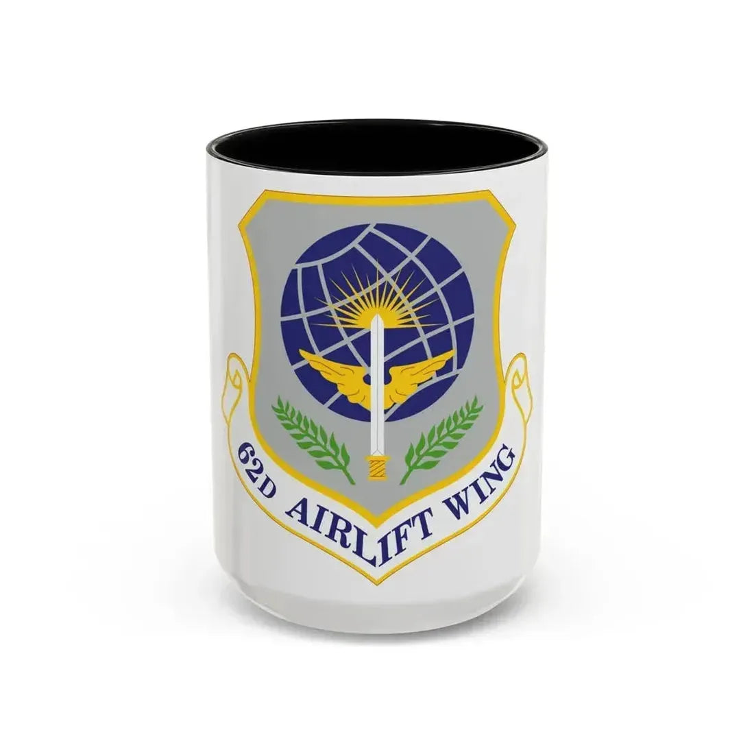62d Airlift Wing (U.S. Air Force) Accent Coffee Mug 15oz Black - Go Mug Yourself