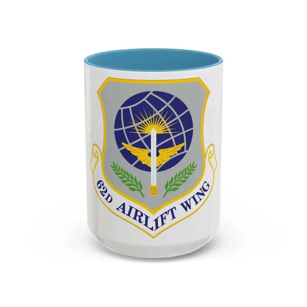 62d Airlift Wing (U.S. Air Force) Accent Coffee Mug 15oz Light Blue - Go Mug Yourself