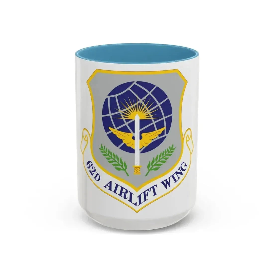 62d Airlift Wing (U.S. Air Force) Accent Coffee Mug 15oz Light Blue - Go Mug Yourself