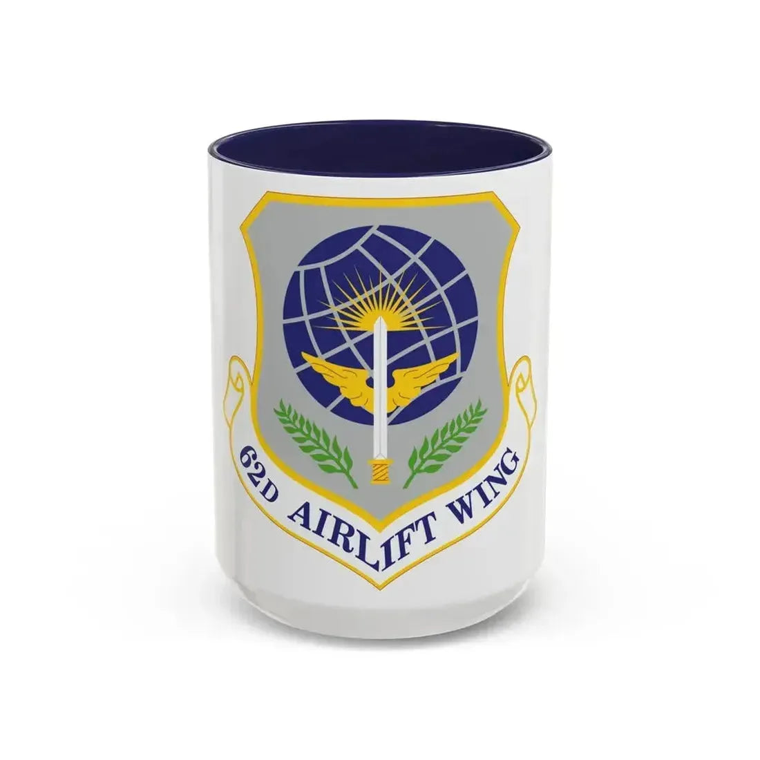 62d Airlift Wing (U.S. Air Force) Accent Coffee Mug 15oz Navy - Go Mug Yourself