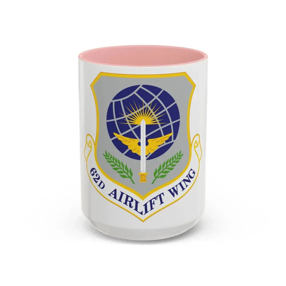 62d Airlift Wing (U.S. Air Force) Accent Coffee Mug 15oz Pink - Go Mug Yourself
