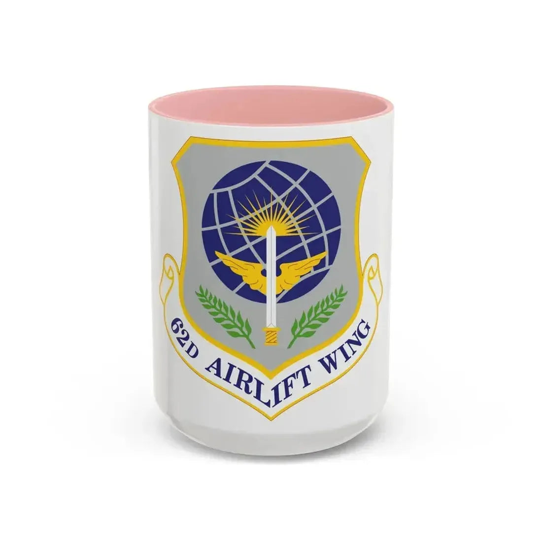 62d Airlift Wing (U.S. Air Force) Accent Coffee Mug 15oz Pink - Go Mug Yourself