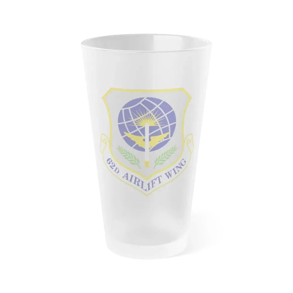 62d Airlift Wing (U.S. Air Force) Frosted Pint Glass 16oz 16oz Frosted - Go Mug Yourself