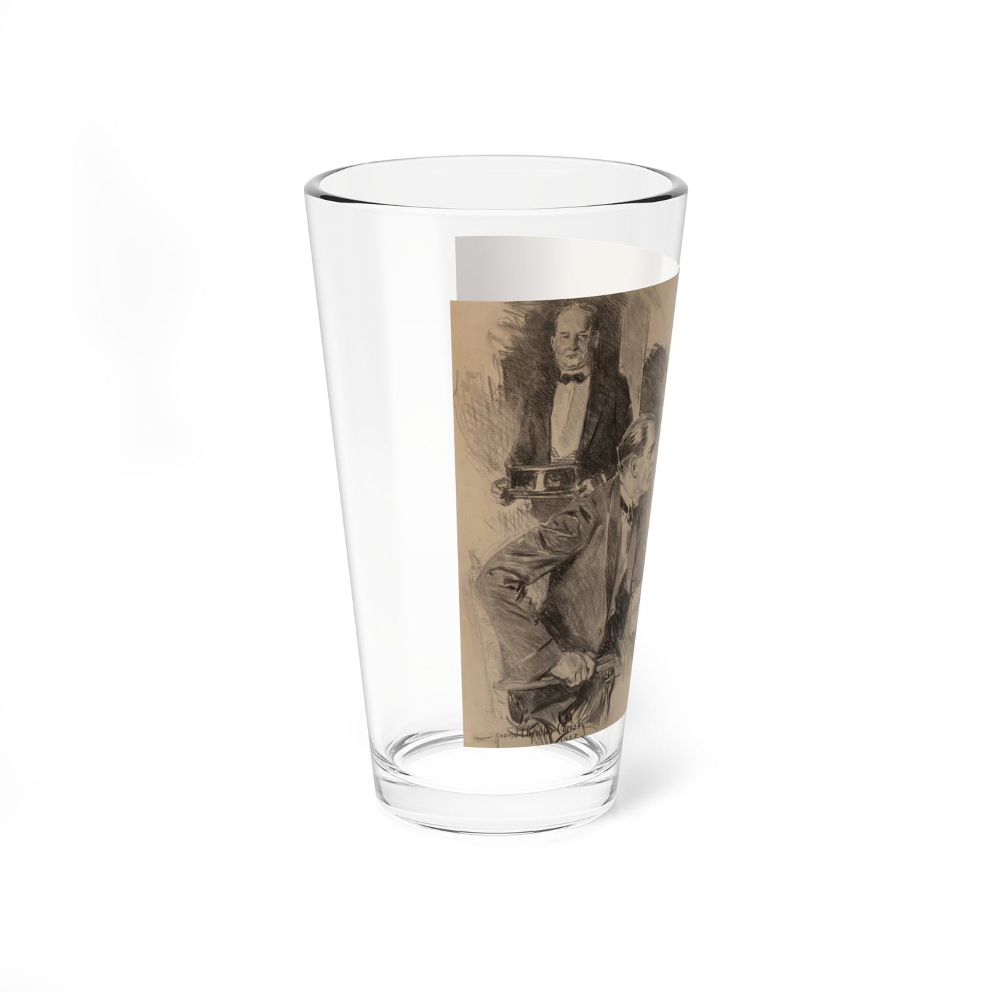 Impressing the Lady, The Saturday Evening Post interior illustration, 1922 - Pint Glass 16oz