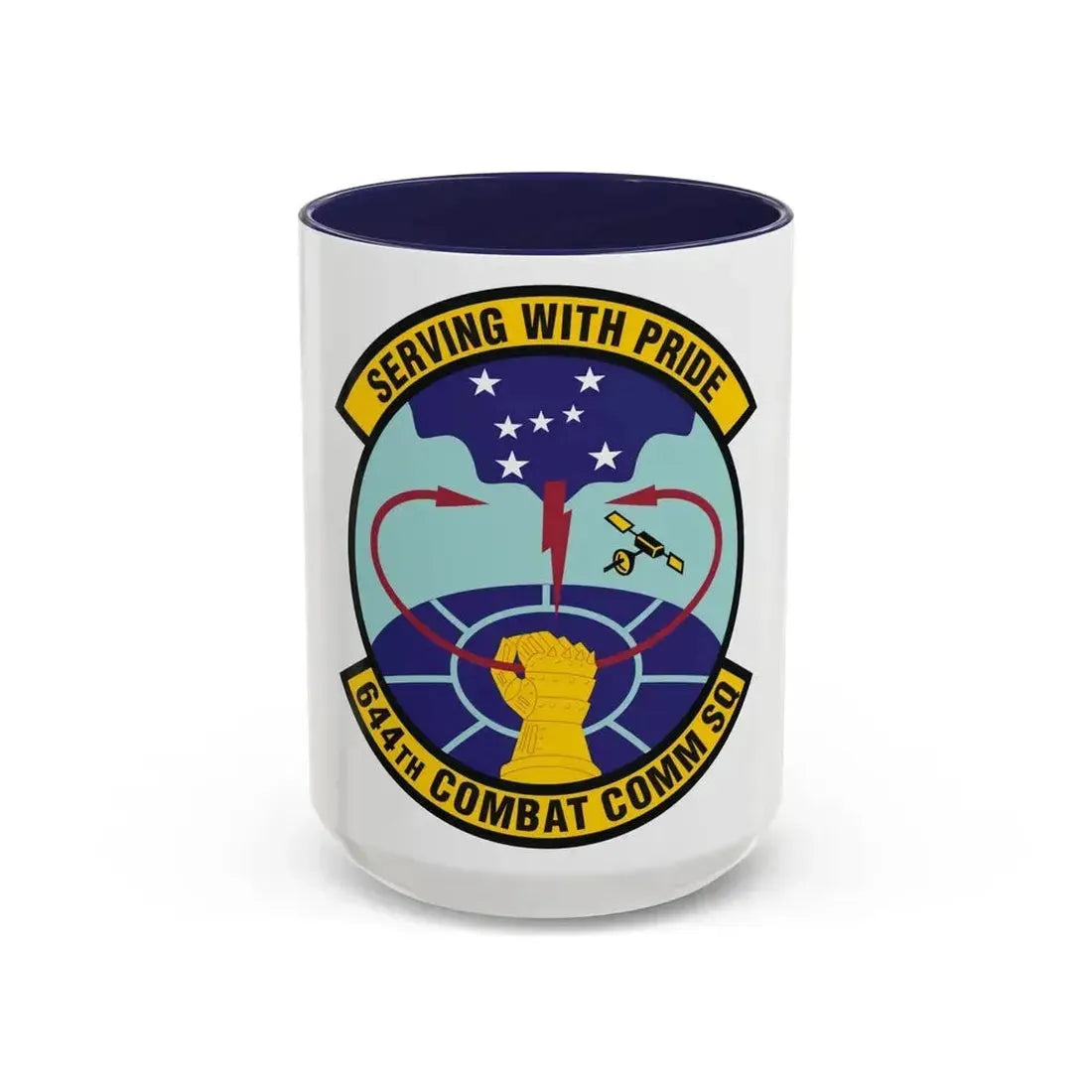 644th Combat Communications Squadron (U.S. Air Force) Accent Coffee Mug 15oz Navy - Go Mug Yourself