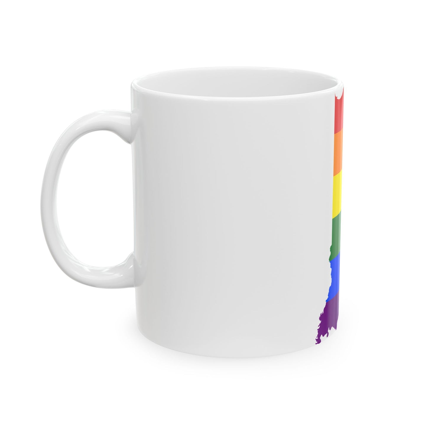 LGBT flag map of Indiana (United States) White Coffee Mug