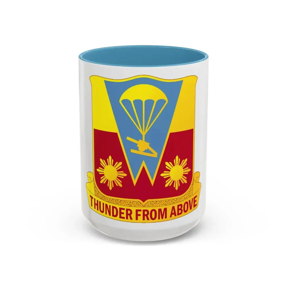 674th Airborne Field Artillery Battalion (U.S. Army) Accent Coffee Mug 15oz Light Blue - Go Mug Yourself